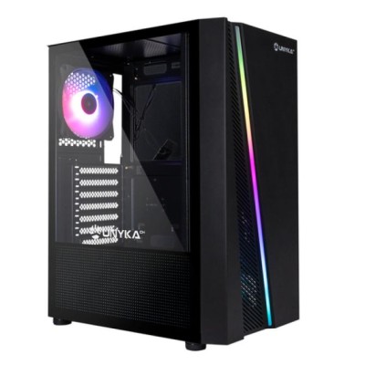 Caja Atx Semitorre Unykach Glayze Black Argb Gaming Frontal Con