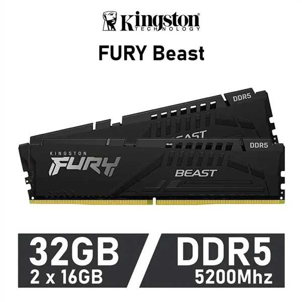 Kingston Fury Beast KIT 32GB DDR5 5200MHz DDR5 CL40 1.1v (2x16GB)