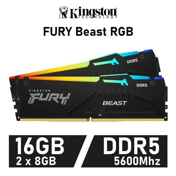 Kingston Fury Beast RGB KIT 16GB DDR5 5600MHz CL40 1.25v (2x8GB) 