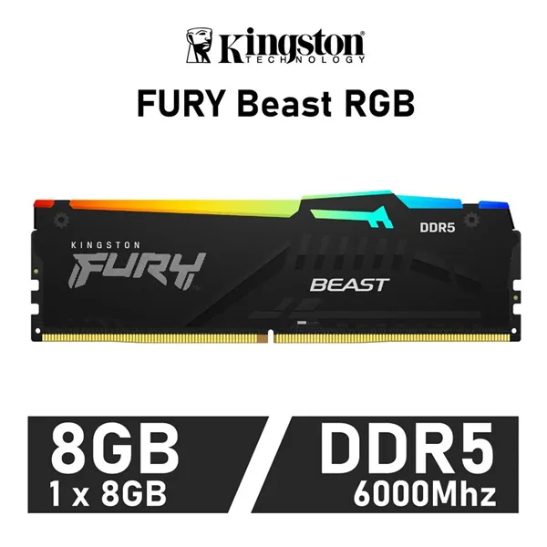 Kingston Fury Beast RGB 8GB DDR5 6000MHz CL40 1.35v