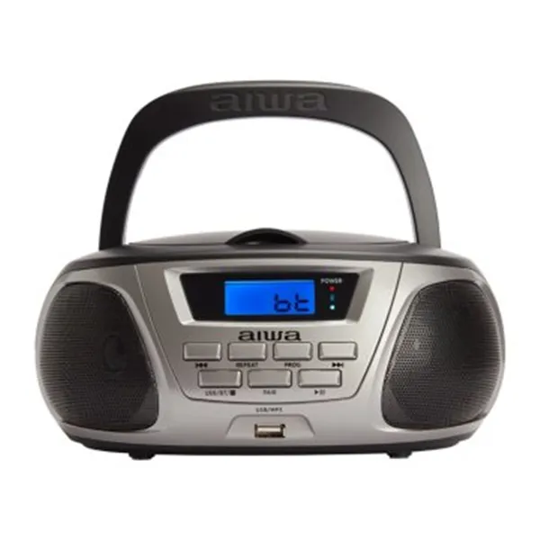 Radio Cd Bluetooth Portable Aiwa Boombox Bbtu-300 Silver/black 5w Rms Bt Radio Fm Mp3 Y Usb