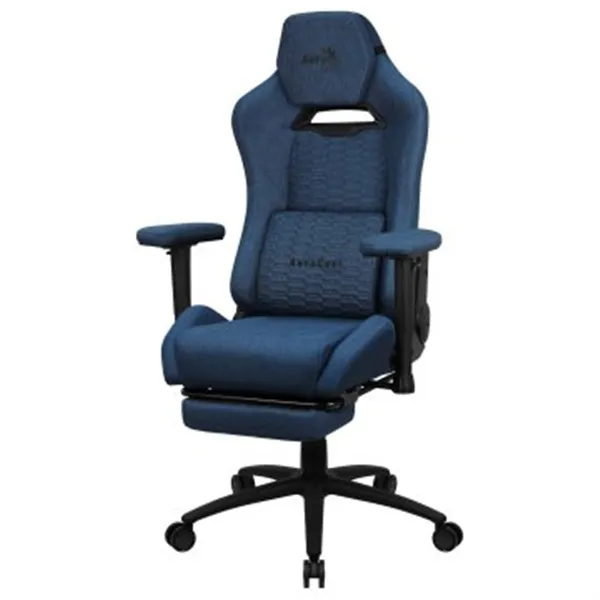 Silla Gaming Con Extension De Reposapies Aerocool Royal Cobalt Blue Tejido Aeroweave Reposabrazos Ajustable Y Acolchado