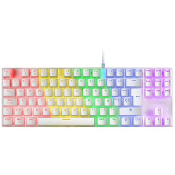 Teclado Mecanico Compackto Tkl Mars Gaming Mk80 White Iluminacion 12efectos Switch Rojo Rgb Pr De 1000hz Anti-ghosting Avanzado