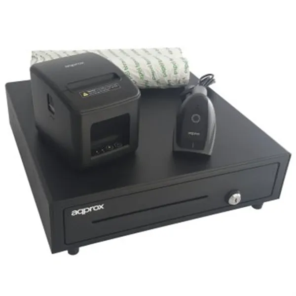 Kit Tpv Approx Cajon Appcash01 Negro + Scan Appls22 + Imp. Term. Apppos80am-usb + Papel Cyt8060bpa