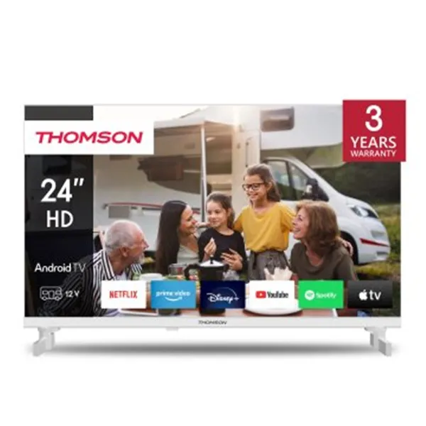 Televisor 24" Thomson 24ha2s13cw Hd 1366x768 12v/24v Android Tv 11 3xhdmi 2xusb Bt Wifi Vesa 100x100 Color Blanco