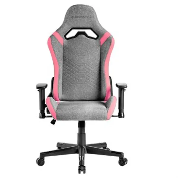 Silla Gamer Mars Gaming Mgcprofpk Gris Con Detalles Rosas Brazos Regulables En Altura Reclinable 135