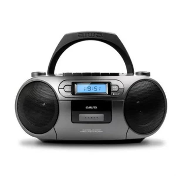 Radio Cd Bluetooth Portable Aiwa Boombox Bbtu-550 Grey 6w Rms Bt Radio Fm Mp3 Casetes Y Usb