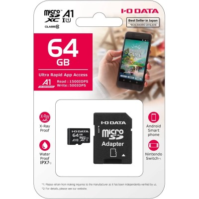 Memoria Sd Micro 64gb I-o Data Msd-a1 C10 Con Adaptador A Sd