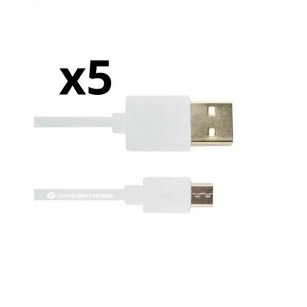 Kit 5 Unidades Cable Usb 2.0 A Micro Usb Nortess Smartphone/ Tablet Color Blanco