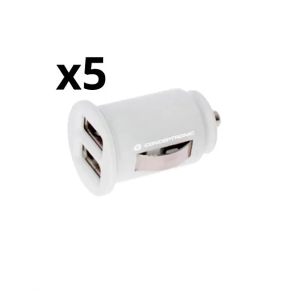 Kit 5 Unidades Cargador Nortess 2.4a 2 Puertos Usb 5v 12/24v Color Blanco