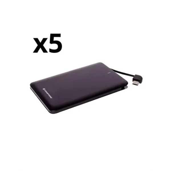 Kit 5 Unidades Powerbank Nortess 4.000mah Dual Conector Microusb / Iphone Color Negro