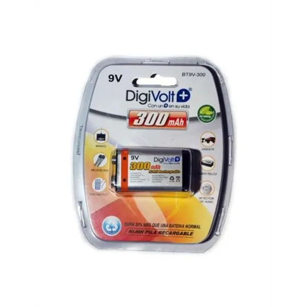 Pila Recargable 9v Lr61 1u Digivolt Bt9v-300 Ni-mh 300mah 9v