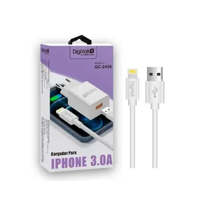 Cargador De Pared Digivolt Qc-2456 Usb 3.0 A Con Cable Iphone