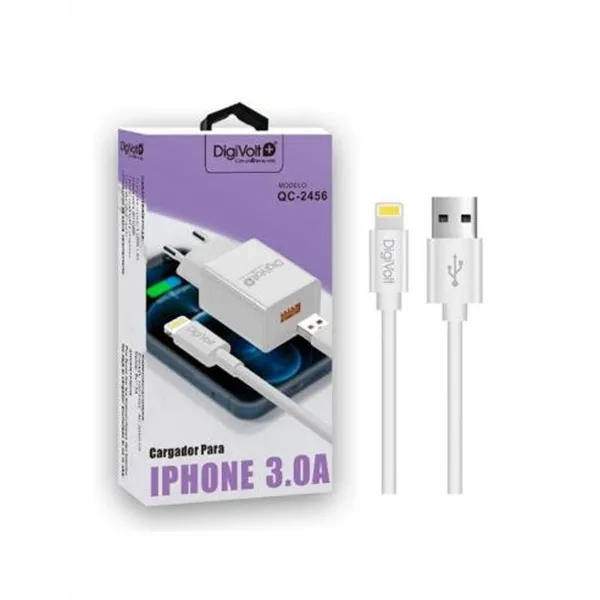 Cargador De Pared Digivolt Qc-2456 Usb 3.0 A Con Cable Iphone Incluido Qc-2456