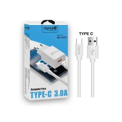 Cargador De Pared Digivolt Qc-2457 Usb 3.0 A Con Cable Type C