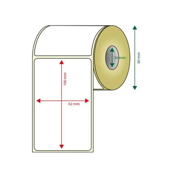 Pack De 6 Rollos De Etiquetas Adhesivas Termicas Blancas Approx Ancho 80mm Tamaño Etiqueta 62x100mm 300u Por Rollo