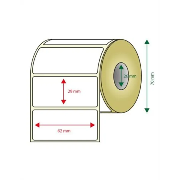 Pack De 6 Rollos De Etiquetas Adhesivas Termicas Blancas Approx Ancho 70mm Tamaño Etiqueta 62x29mm 800u Por Rollo