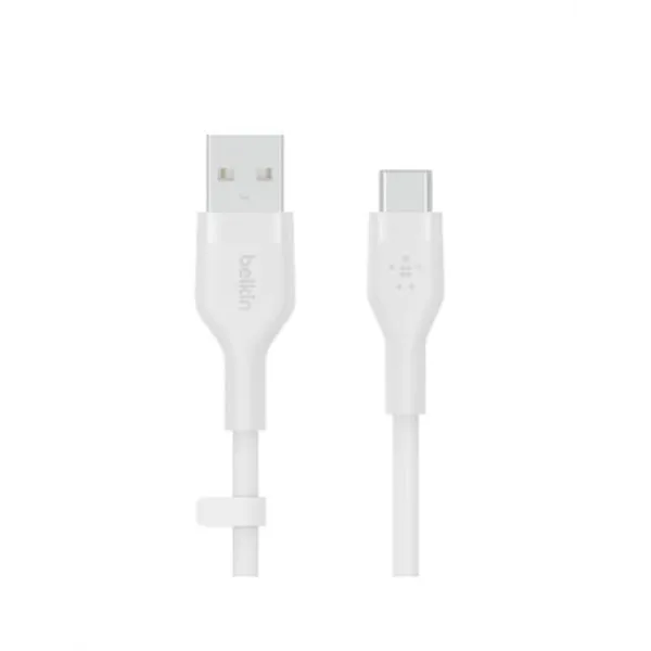 Cable Belkin Cab008bt1mwh Usb-c A Usb-a Boost Charge 1m Color Blanco Silicona Con Clip