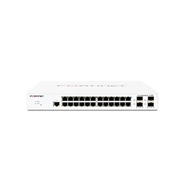 Switch Gestionable Fortinet Fs-124e L2 24xge Rj45 4xge Sfp 256 Mb Ddr3 Montaje Rack Sin Ventilador