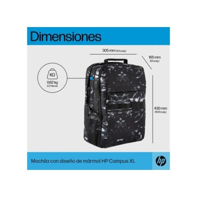 Mochila HP Campus XL 7J592AA para Portátiles hasta 16' Negra y