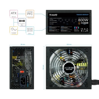 Fuente de Alimentación TooQ TQXGEII-800SAP/ 800W/ Ventilador