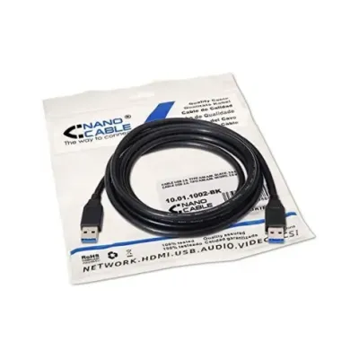Cable USB 3.0 Nanocable 10.01.1002-BK/ USB Macho - USB Macho/