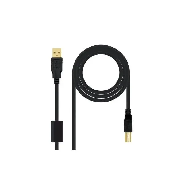 Cable USB 2.0 Impresora Nanocable 10.01.1203/ USB Tipo-B Macho - USB Macho/ 3m/ Negro