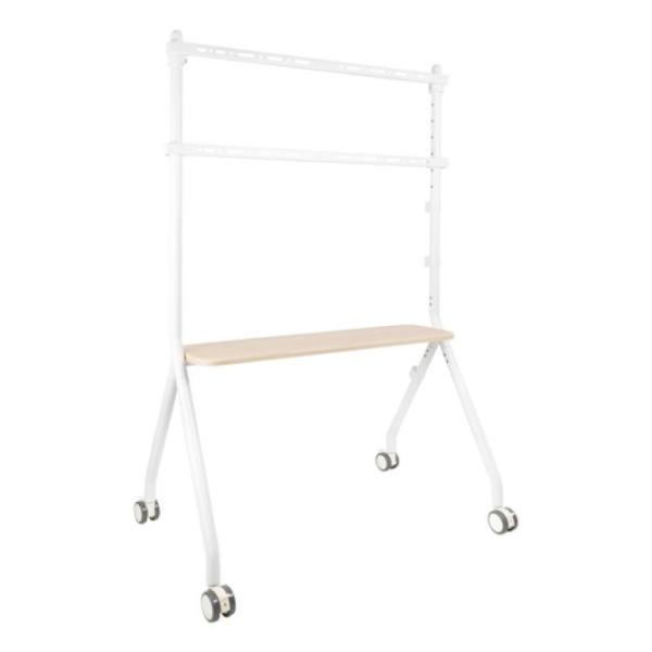 TooQ iLOVE Soporte de Suelo con Ruedas para Pantalla 49"-80", Blanco y Haya