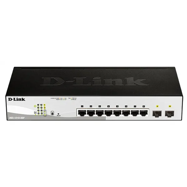 Switch Gestionado D-Link DGS-1210-08P/ 8 Puertos/ RJ45 10/100/1000/ SFP/ PoE