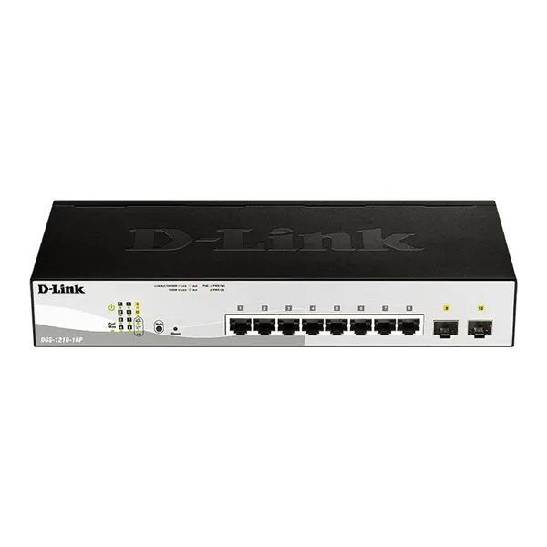 Switch D-Link DGS-1210-10P 10 Puertos/ RJ-45 Gigabit 10/100/1000 PoE/ SFP