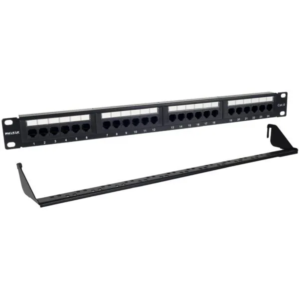 Patch Panel Phasak PU 2424/ 24 Puertos/ Cat.6/ Altura 1U/ Gestión de Cables