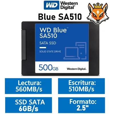 WD SSD Blue SA510 500GB de 2.5" a 560MB/s SATA 6GB/s