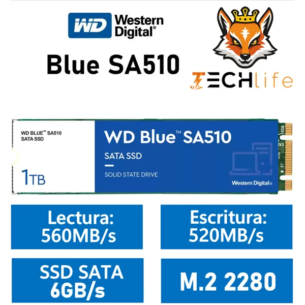 WD SSD Blue SA510 SSD 1TB a 560MB/s M.2 2280