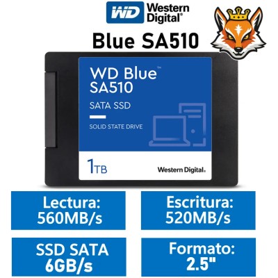 WD SSD Blue SA510 1TB de 2.5" a 560MB/s SATA 6GB/s