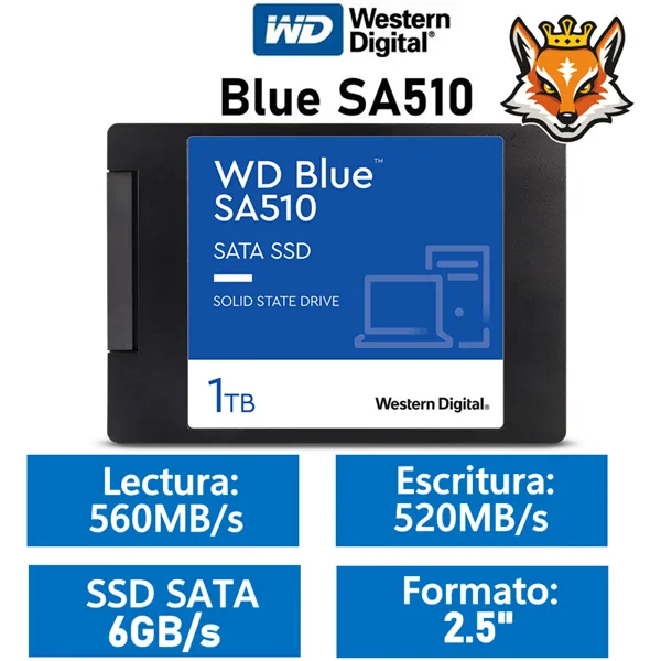 WD SSD Blue SA510 1TB de 2.5" a 560MB/s SATA 6GB/s