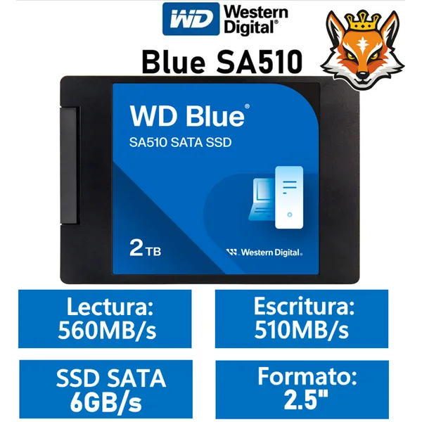 WD SSD Blue SA510 2TB de 2.5" a 560MB/s SATA 6GB/s