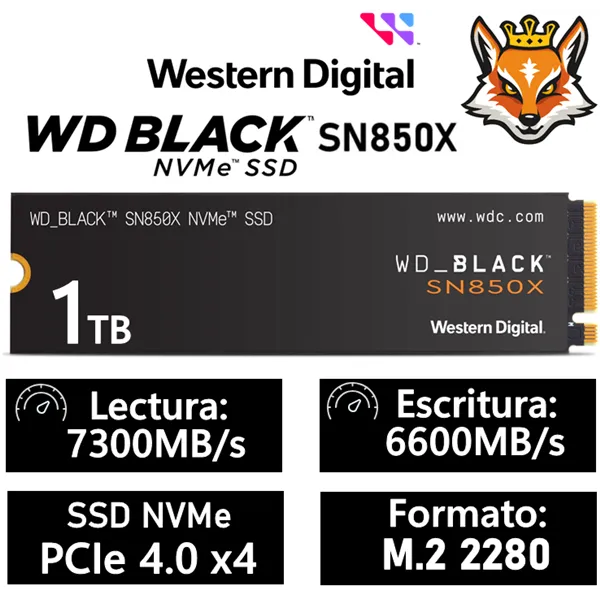 WD SSD Black SN850X 1TB NVMe a 7300MB/s PCIe 4.0 M.2 2280