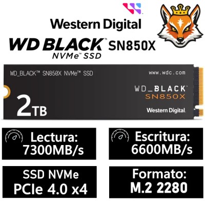 WD SSD Black SN850X 2TB NVMe a 7300MB/s PCIe 4.0 M.2 2280