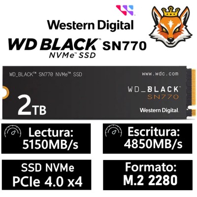 WD SSD Black SN770 2TB NVMe a 5150MB/s PCIe 4.0 M.2 2280