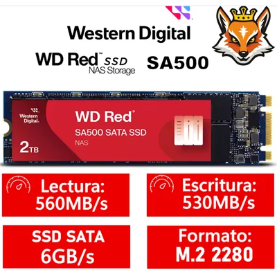 WD SSD Red SA500 NAS 2TB SATA M.2 2280 6Gb/s a 560MB/s