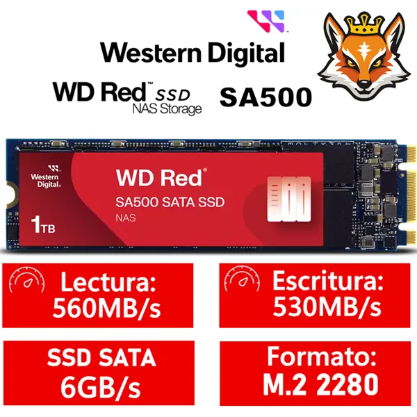 WD SSD Red SA500 NAS 1TB SATA M.2 2280 6Gb/s a 560MB/s