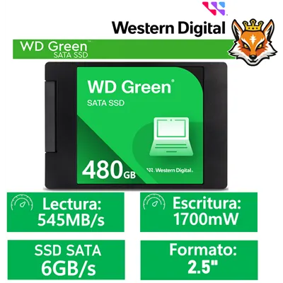 WD SSD Green 480GB de 2.5" a 545MB/s SATA 6GB/s