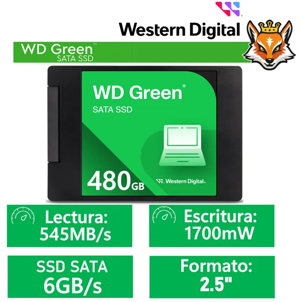 WD SSD Green 480GB de 2.5" a 545MB/s SATA 6GB/s