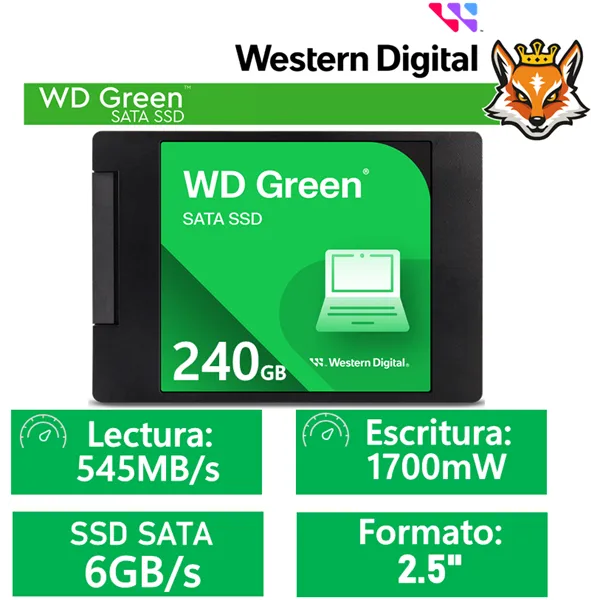 WD SSD Green 240GB de 2.5" a 545MB/s SATA 6GB/s