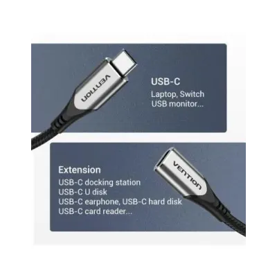 Cable Alargador USB 3.1 Tipo-C Vention TABHF/ USB Tipo-C Macho