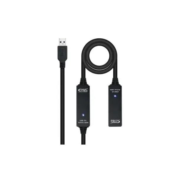 Cable Alargador USB 3.0 Nanocable 10.01.0313/ USB Macho - USB Hembra/ 15m/ Negro