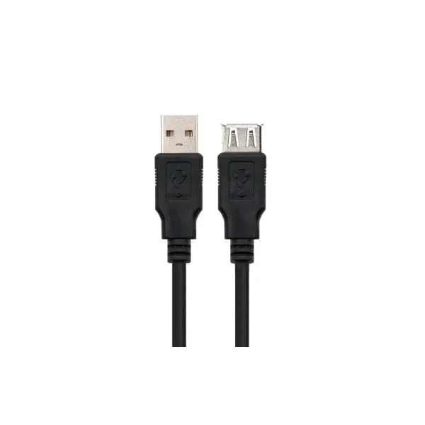 Cable Alargador USB Nanocable 10.01.0204-BK/ USB Macho - USB Hembra/ 3m/ Negro