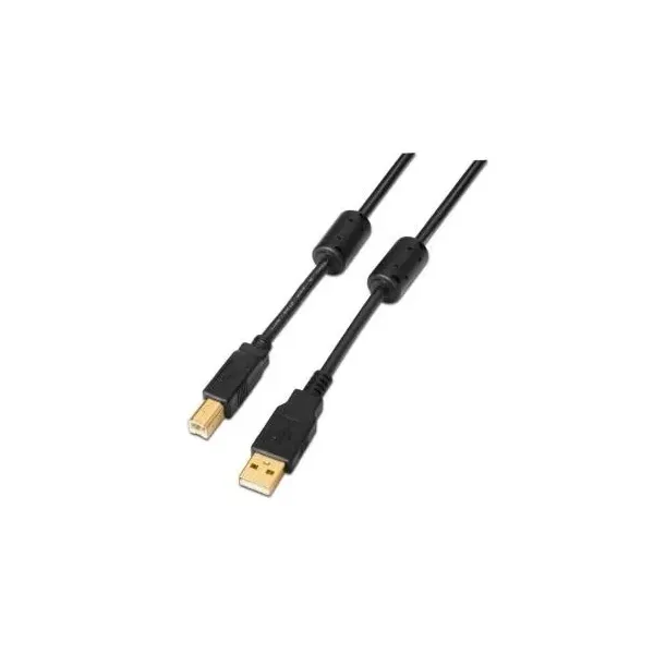 Cable USB 2.0 Impresora Aisens A101-0009/ USB Tipo-B Macho - USB Macho/ 2m/ Negro