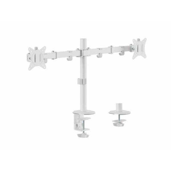 Soporte De Mesa Equip 650167 Para 2 Pantallas 17"-32" Brazo Inclinable Y Giratorio 360 Color Blanco