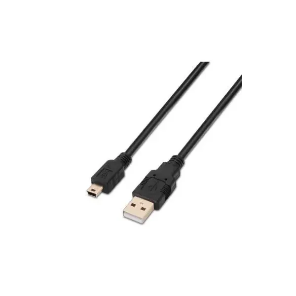 Cable USB 2.0 Aisens A101-0024/ USB Macho - USB Mini Macho/ 1m/ Negro